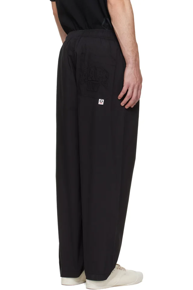 AAPE by A Bathing Ape Black 'AAPE NOW' Woven Trousers, photo 3 of 4 from SSENSE