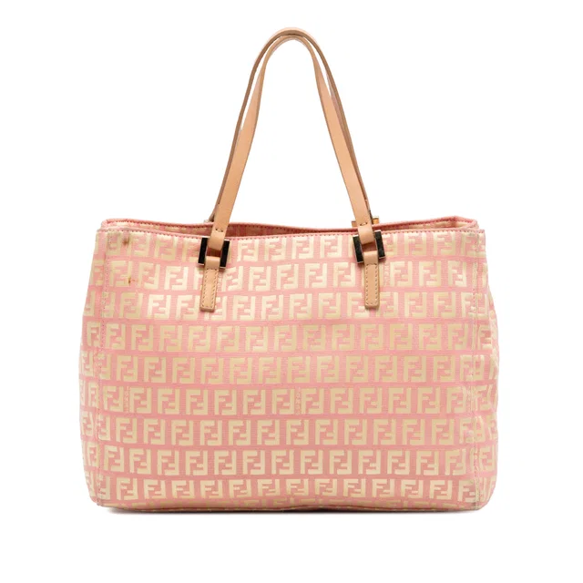 Pink Fendi Zucchino Canvas Tote in Pink Canvas from Designer Revival