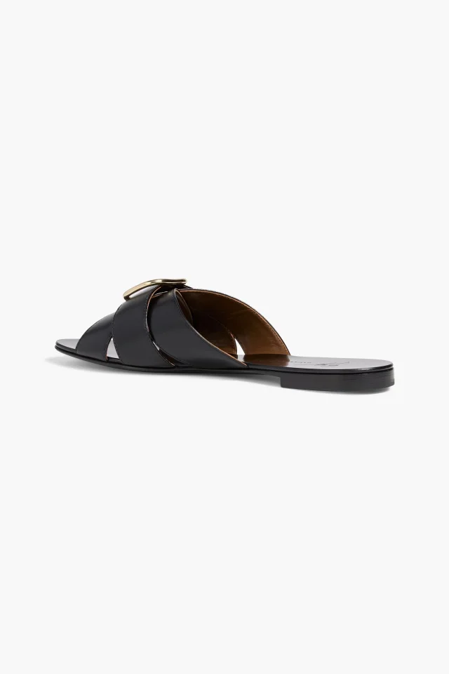 Giuseppe Zanotti Geraldhine Buckled Leather Slides, photo 3 of 4 from THE OUTNET