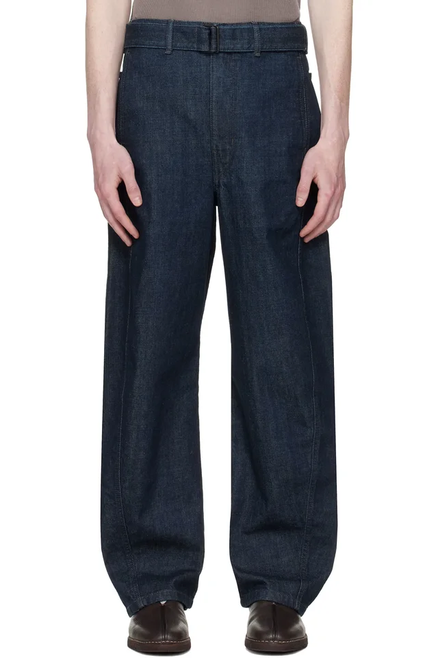 Navy Twisted Belted Jeans