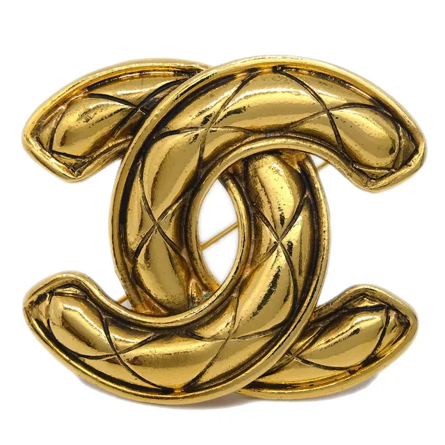 Chanel CC Brooch Pin Large Gold 1152 in Gold from AMORE Vintage Tokyo