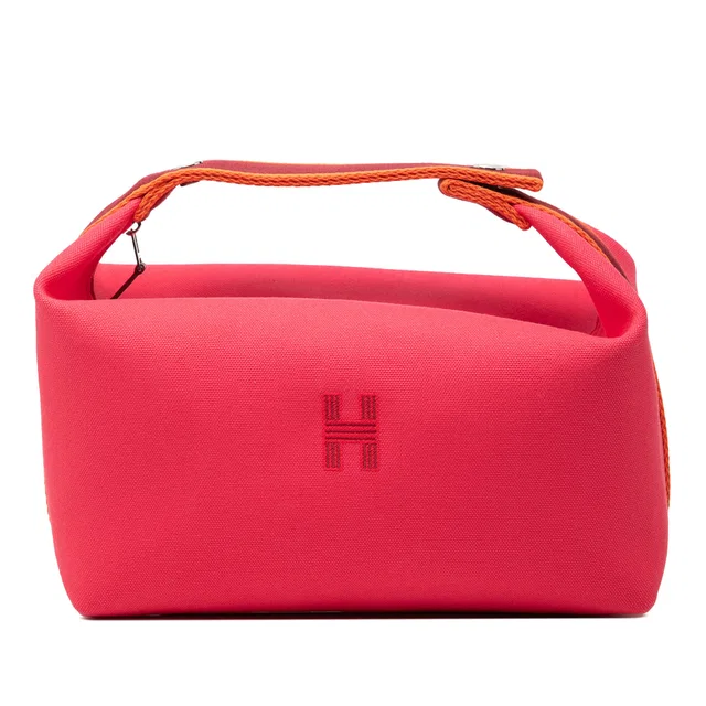 Pink Hermès Large Toile Bride A Brac Case Vanity Bag in Pink Canvas from Designer Revival
