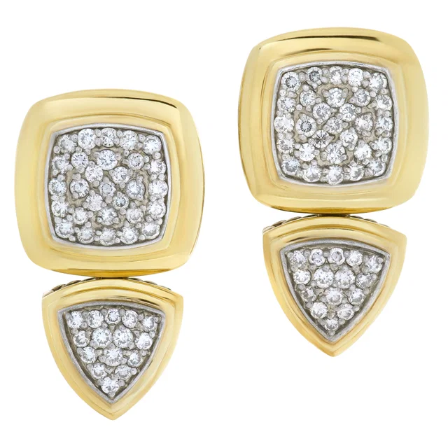 David Yurman Renaissance drop diamond earrings in 18k and sterling silver in Silver Yellow Gold, Sterling Silver from Gray And Sons