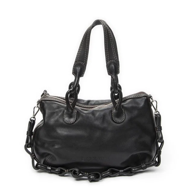 Loewe Loewefiesta Satchel Black Calfskin Leather in Black Calfskin from The Reluxe