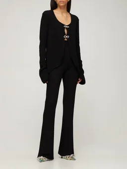 Mach & Mach Short jacket with hook-and-eye closure in 91% Viscose, 7% Polyamide, 2% Elastane, photo 2 of 8 from LUISAVIAROMA