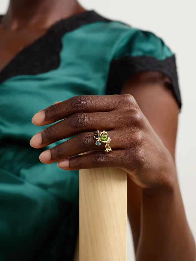 ROXANNE FIRST Twisted Heart Stack 14-karat gold multi-stone ring, photo 2 of 2 from NET-A-PORTER (Canada)