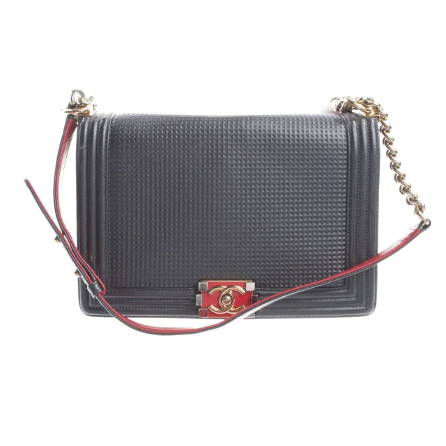 Chanel Boy Bag Medium Schultertasche Navy in Blau from Buddy And Selly