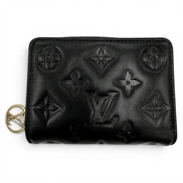 Louis Vuitton Portefeuille Lambskin Monogram Compact Wallet Black in Black Lambskin from The Reluxe