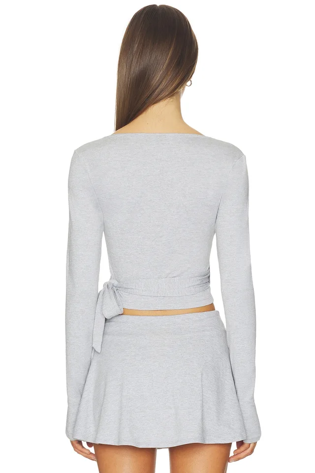 WellBeing + BeingWell Loungewell Light Turner Wrap in Grey Heather, photo 3 of 4 from REVOLVE (Canada)