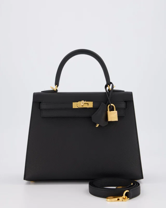 Hermès Kelly 25 Sellier Bag in Black Epsom leather from Sellier