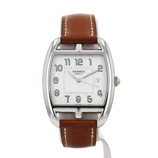 Cape Cod Tonneau watch in steel, Ref: Hermès - CT1.710, circa 2010 in Leather from Collector Square, photo 2 of 3