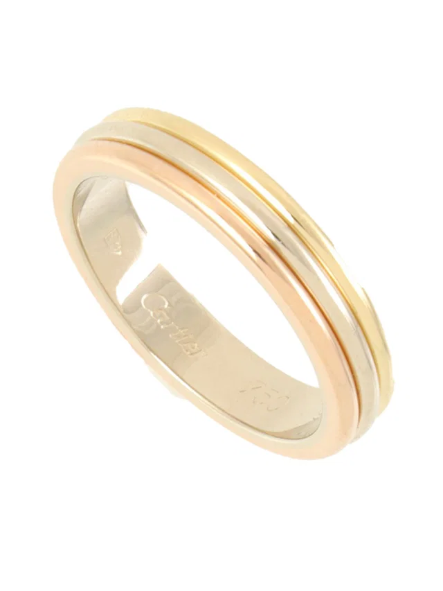 Cartier 18K Vendome Ring #50 Yellow Gold/Pink Gold/White Gold in White from VINTAGE QOO TOKYO