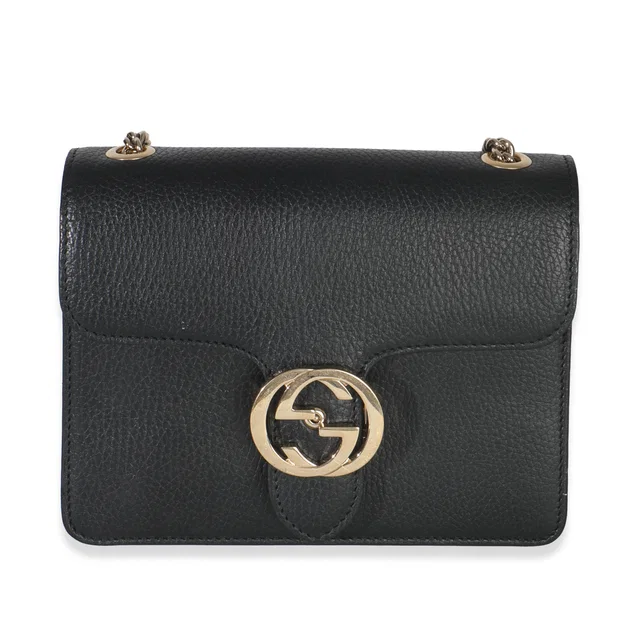 Gucci Black Dollar Calfskin Interlocking G Small Bag Leather Handbag in Black Calfskin from HEWI
