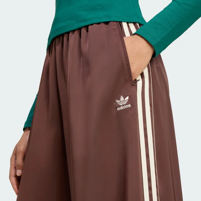 Adidas Adicolor Satin Wide Leg Track Pants in Brown, photo 5 of 6 from adidas (US)