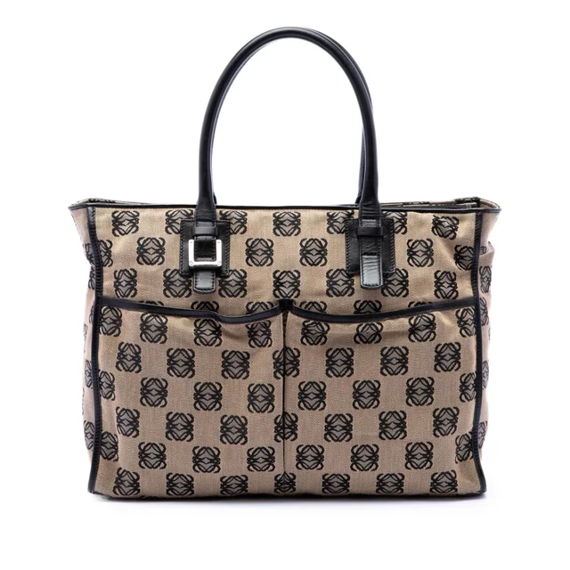 Beige LOEWE Anagram Canvas Repeat Tote in Beige Canvas from Designer Revival