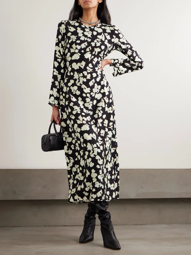 PROENZA SCHOULER WHITE LABEL Waverly floral-print belted jersey maxi dress in Black, photo 2 of 2 from NET-A-PORTER (Canada)