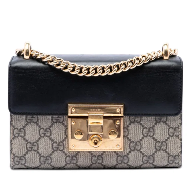 Beige Gucci Small GG Supreme Padlock Crossbody in Beige Coated canvas from Designer Revival