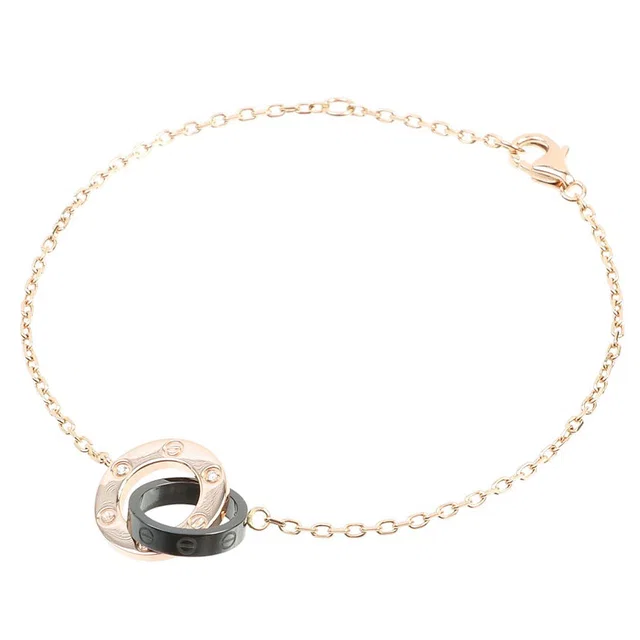 Cartier 18K Diamond Love Circle Bracelet Pink Gold/Black in Black Ceramic from VINTAGE QOO TOKYO