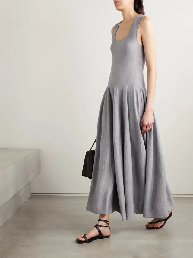 KHAITE Jodie pleated wool midi dress in Grey, photo 2 of 2 from NET-A-PORTER (Canada)