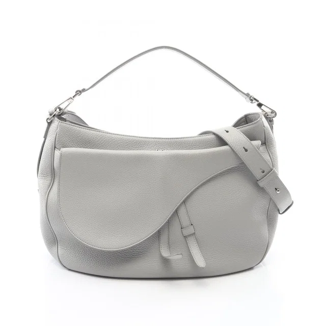 Dior Handbag Saddle Soft Bag 2-Way Gray Leather in Grey Leather from The Reluxe