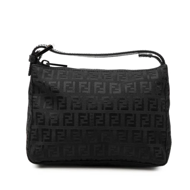 Black Fendi Zucchino Canvas Handbag in Black Canvas from Designer Revival