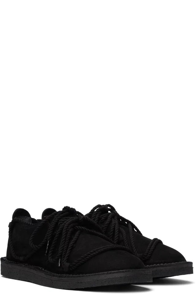 Y's Black Nubuck Leather Random Rope Loafers, photo 4 of 4 from SSENSE