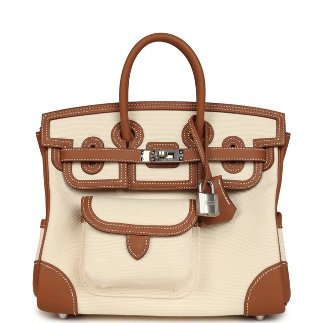 Hermès Birkin 25 Cargo Gold, Ecru Toile Goeland Swift Palladium Hardware in Gold Swift leather from Madison Avenue Couture