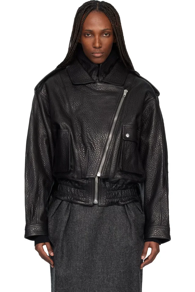 Black Aneli Leather Jacket