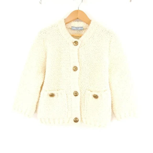 Prada Boucle Mohair Cardigan 38 Bargin Wool and 3/4 Jacket in Wool from The Reluxe