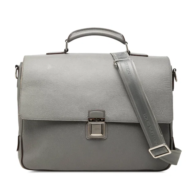 Gray Louis Vuitton Taiga Vassili GM Business Bag in Grey Canvas from Designer Revival, photo 1 of 1