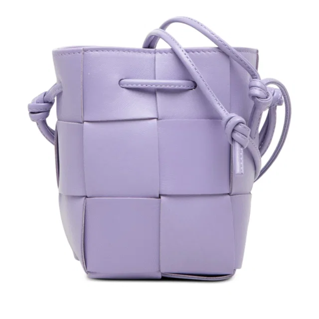Purple Bottega Veneta Mini Nappa Maxi Intrecciato Cassette Bucket Bag in Purple Nappa leather from Designer Revival