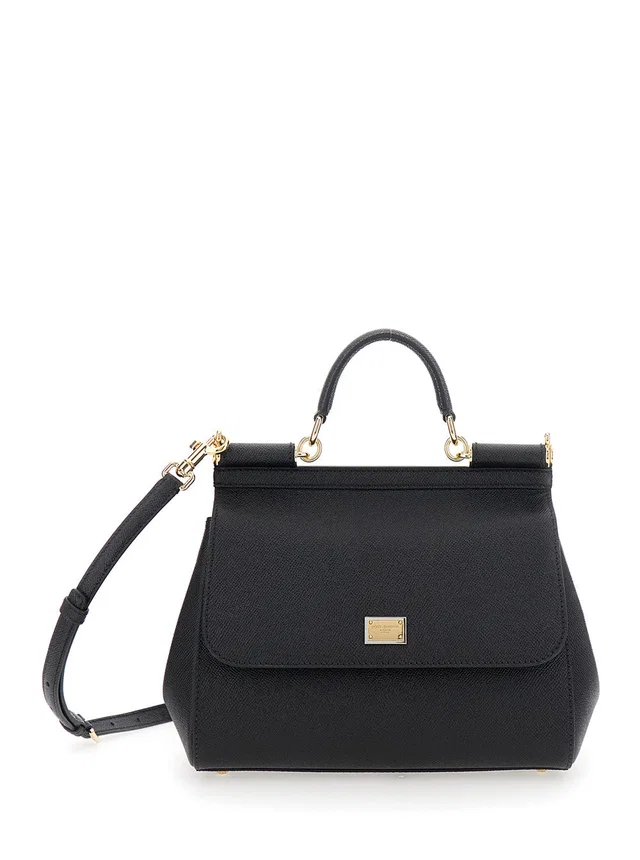 Dolce & Gabbana Sicily Top Handle Bag — Black Cotton in Black Caviar leather from HEWI