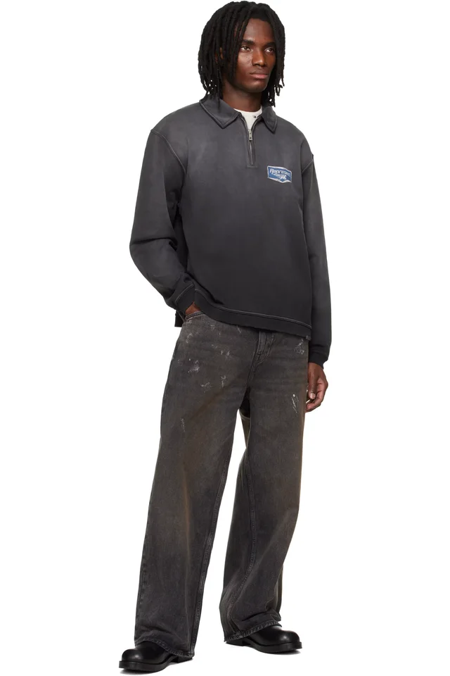 Represent Black 'Nothing Faster' Quarter Zip Sweatshirt, photo 4 of 4 from SSENSE