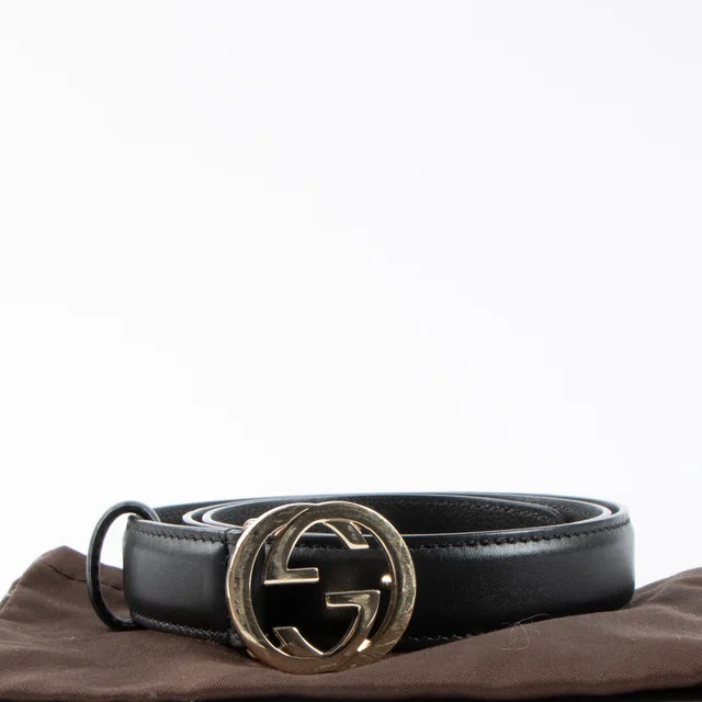 Gucci Black Interlocking G Slim Belt in Black Leather from Labellov, photo 2 of 2