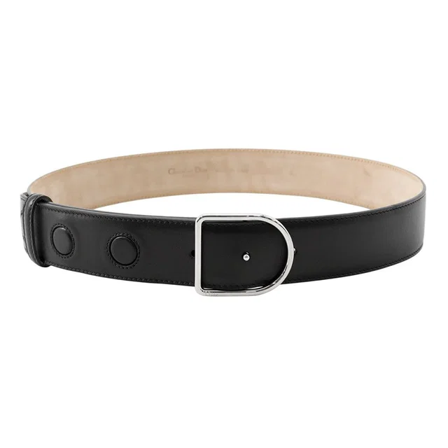 Dior Belt D Buckle Leather S Black in Black Leather from The Reluxe