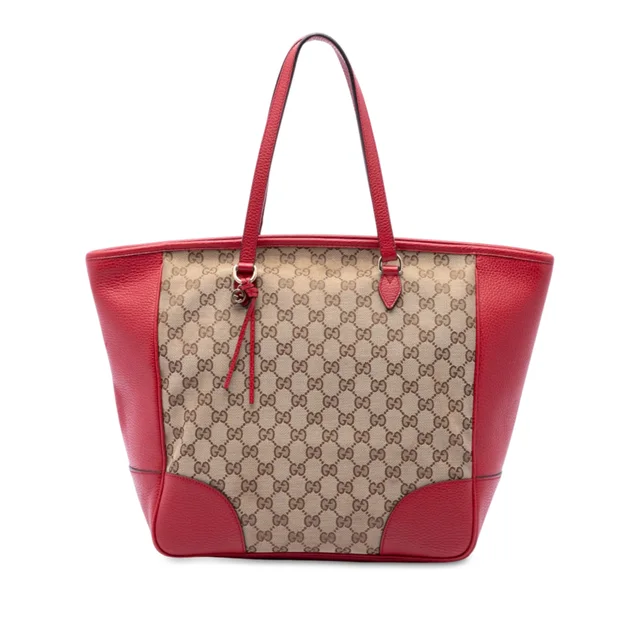 Beige Gucci GG Canvas Bree Zippered Tote in Beige Canvas from Designer Revival