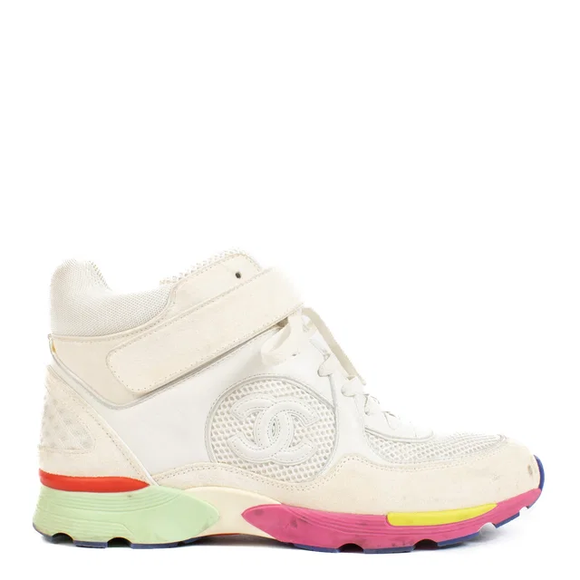 Chanel Rainbow CC Hi-Top Sneakers - size 39.5 in Suede from Labellov