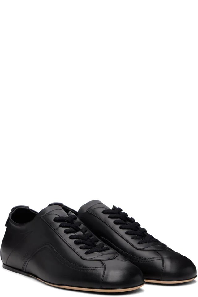 BOSS Black Debossd Logo Nappa-leather Sneakers, photo 4 of 5 from SSENSE