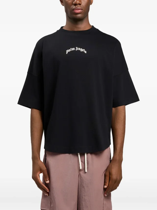Palm Angels logo oversized T-shirt in Black, photo 3 of 6 from FARFETCH
