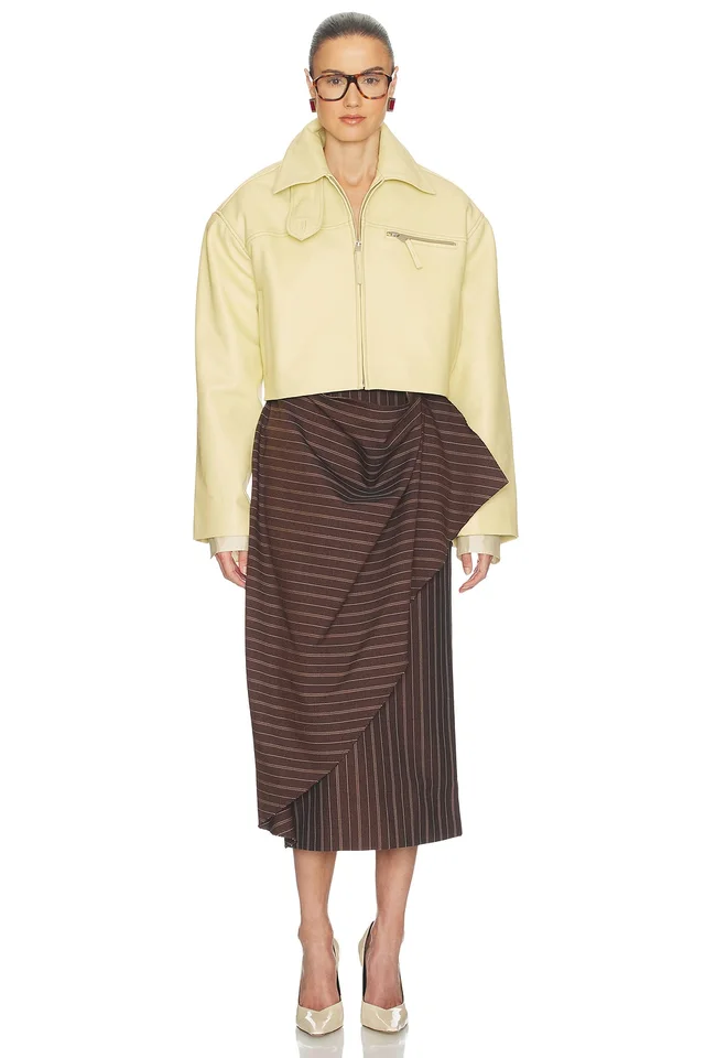 Helsa The 90s Leather Jacket in Banana Yellow, photo 5 of 5 from REVOLVE (Canada)