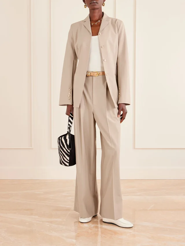 KALLMEYER Fatima pleated wool-blend wide-leg pants in Beige, photo 2 of 2 from NET-A-PORTER (Canada)