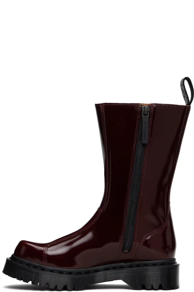 Dr. Martens Burgundy Rejena Laquered Leather Boots, photo 3 of 5 from SSENSE