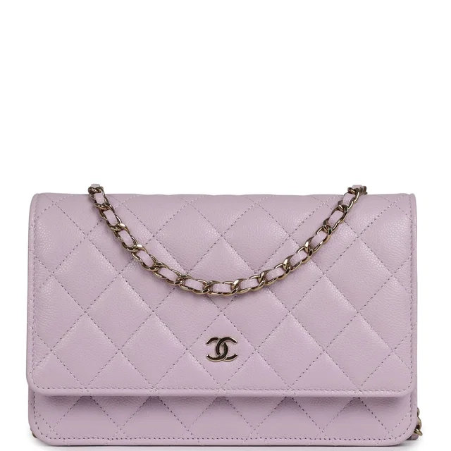 Chanel Classic Wallet On Chain WOC Light Purple Caviar Light Gold Hardware in Purple Caviar leather from Madison Avenue Couture