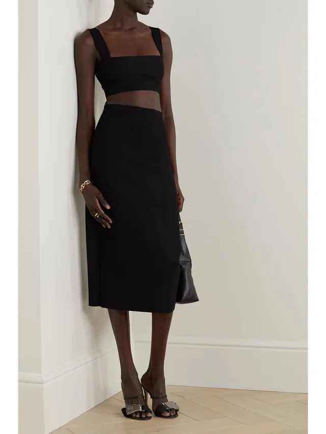 VICTORIA BECKHAM VB Body ribbed stretch-knit midi skirt in Black, photo 2 of 2 from NET-A-PORTER (Canada)