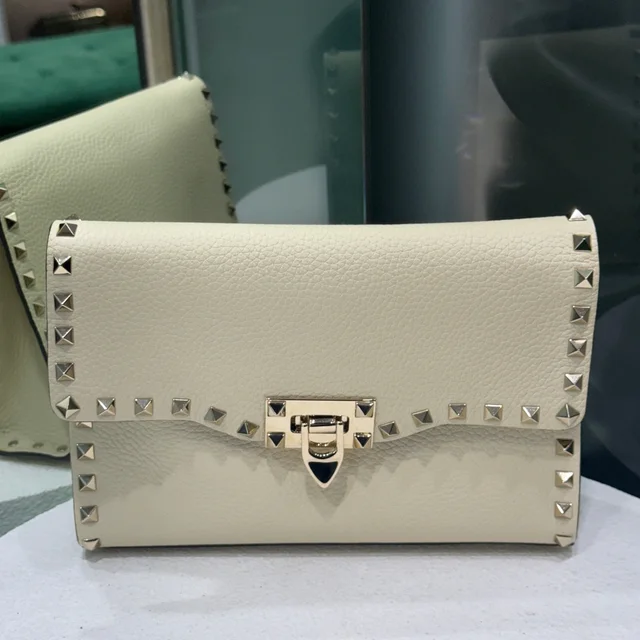 Valentino Garavani Small Rockstud Crossbody Ivory in White Suede from Revivre Luxury Consignment