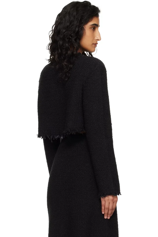 Jil Sander Black Boucle Long Sleeves Cropped Jacket, photo 3 of 4 from SSENSE
