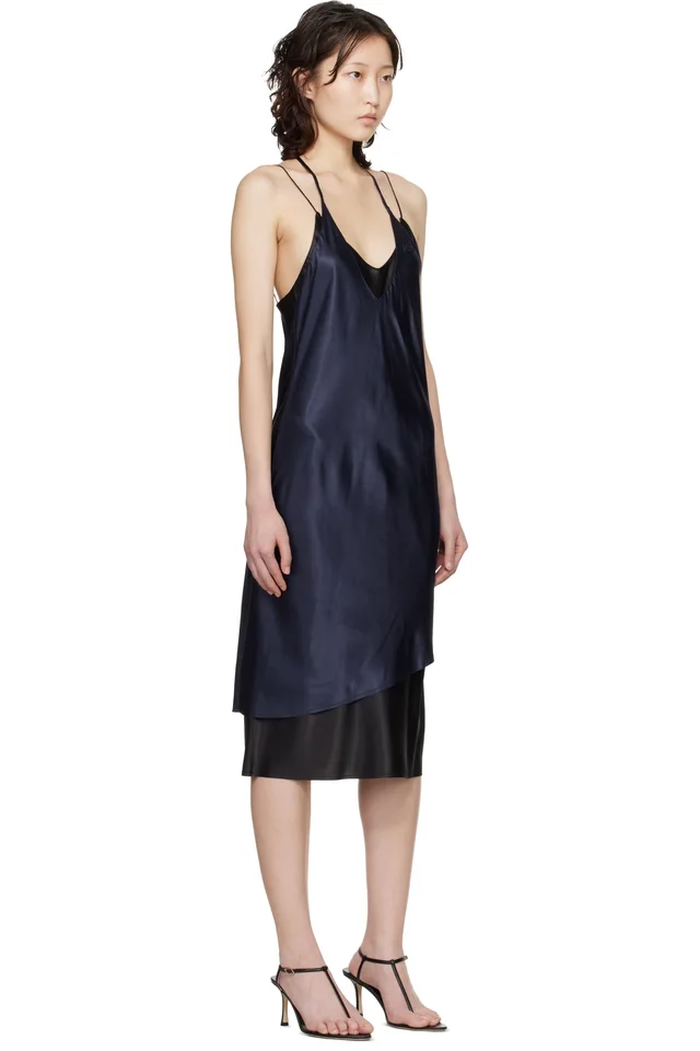 VETEMENTS Navy & Black Layered Minidress, photo 2 of 4 from SSENSE