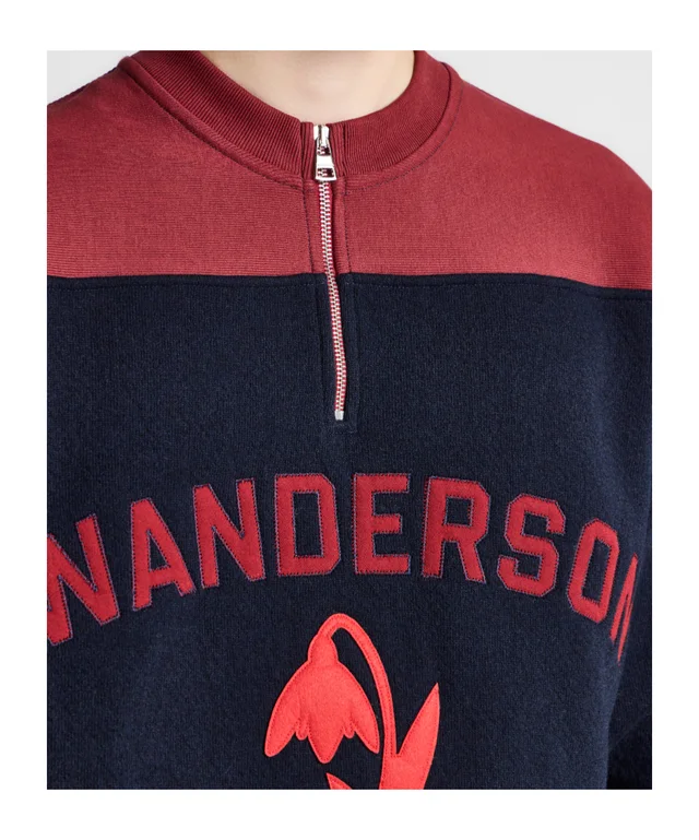 J.W.Anderson Mens half zip sweatshirt in navy melange, image 1 of 1 from SENSER