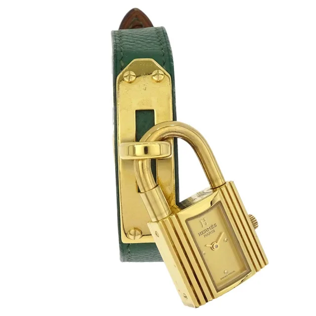 Hermès Kelly Watch Quartz Watch Green Courchevel #M in Green from AMORE Vintage Tokyo
