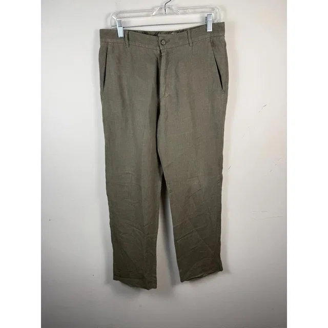 Etro Milano Linen Flat Front Dress Pants Trousers Made in green from Poshmark
